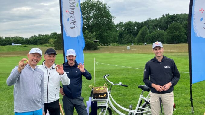 ProAm-Turnier im Rahmen der Golf European Open. Im Bild der Flight mit (v.l.) Leo Bauernberger (SalzburgerLand Tourismus), Gerd Schneider (ORF Salzburg), Manuel Resch (Zell am See-Kaprun Tourismus) und SalzburgerLand-Botschafter Matthias Schwab.